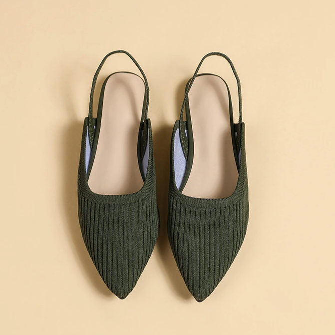 Slingback Salto Baixo Malha Tricô Confortável - Lucila