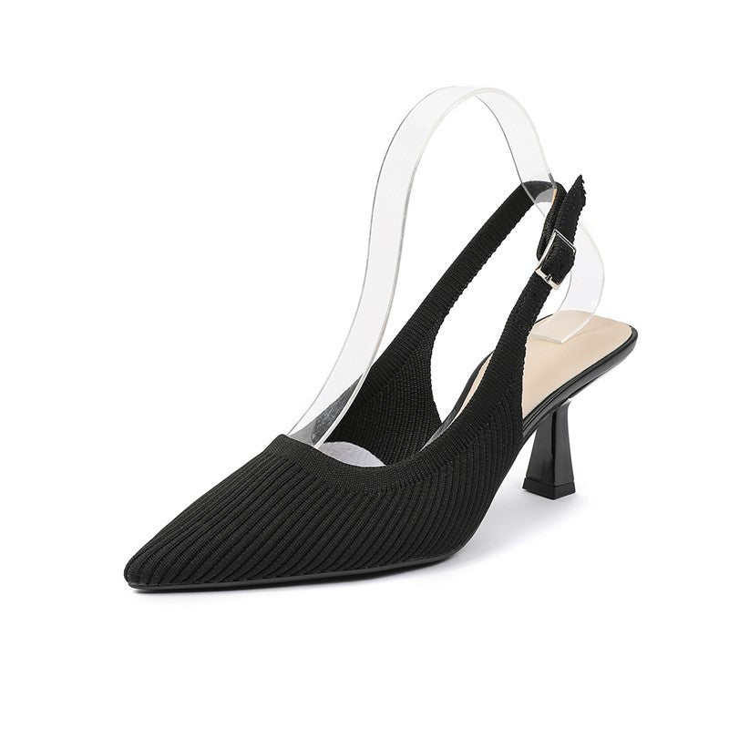 Slingback Salto Kitten Malha Tricô Confortável - Mirabel