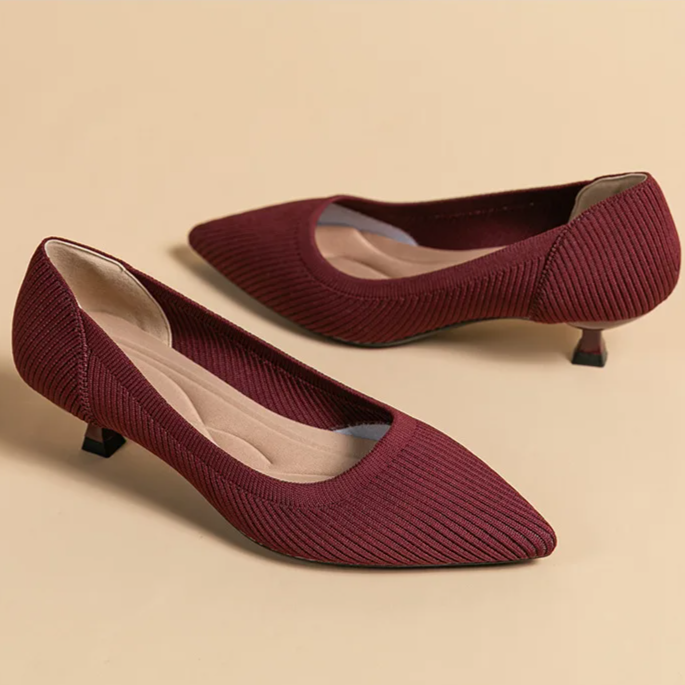 Scarpin Salto Kitten Confortável em Malha Tricô - Agnes