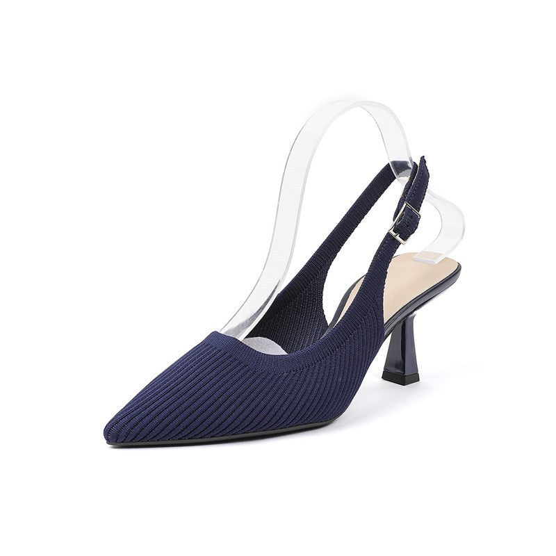 Slingback Salto Kitten Malha Tricô Confortável - Mirabel