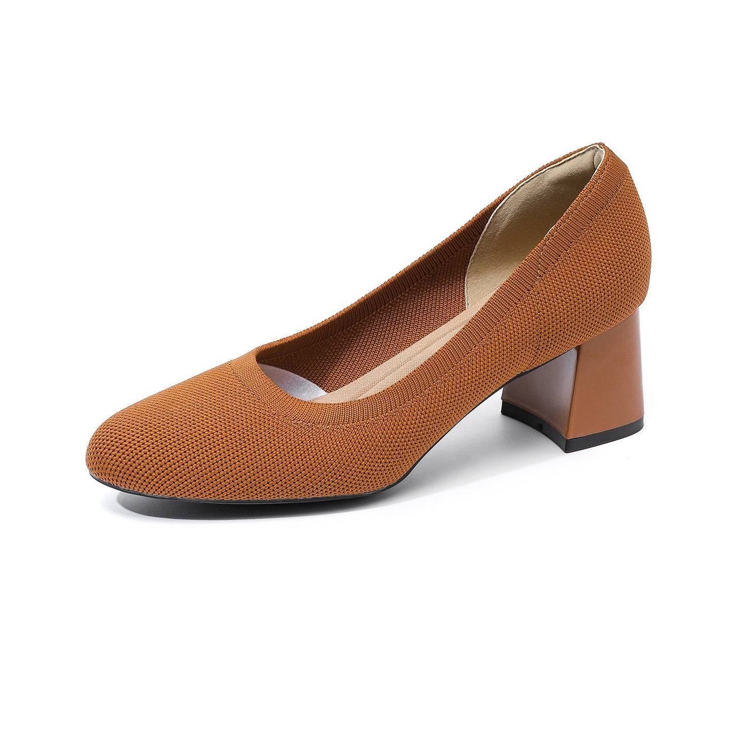 Scarpin Salto Bloco em Malha Tricô Confortável – Dominique