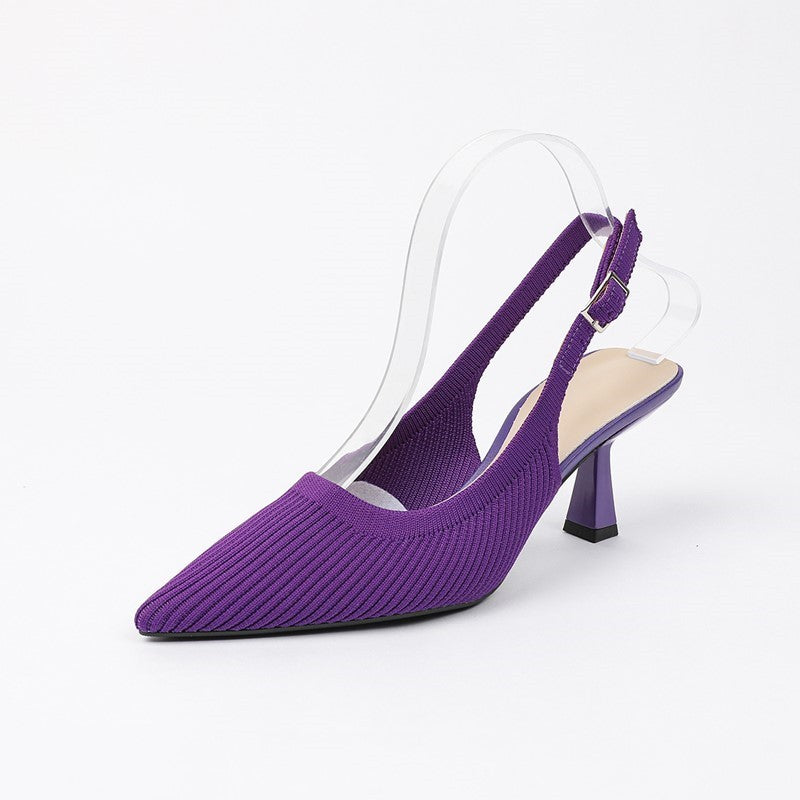 Slingback Salto Kitten Malha Tricô Confortável - Mirabel