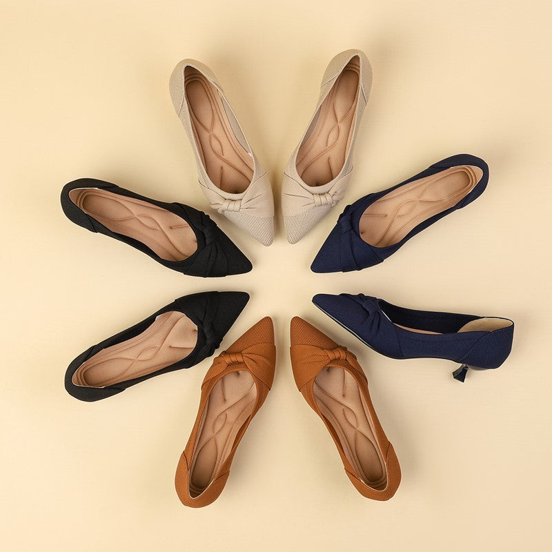 Scarpin Salto Kitten Confortável em Malha Tricô - Eloísa