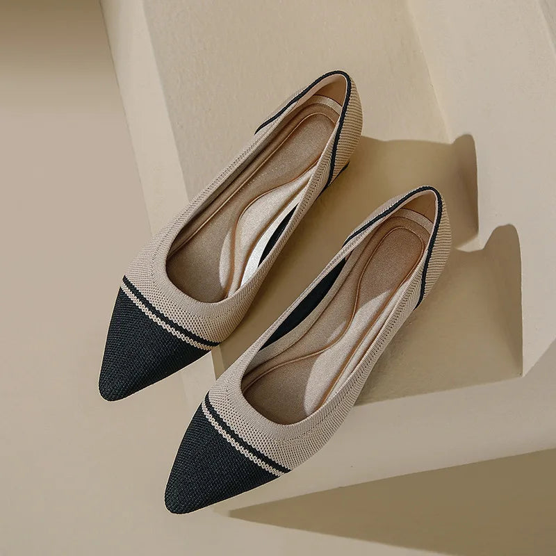 Scarpin Salto Bloco Confortável em Malha Tricô - Lais