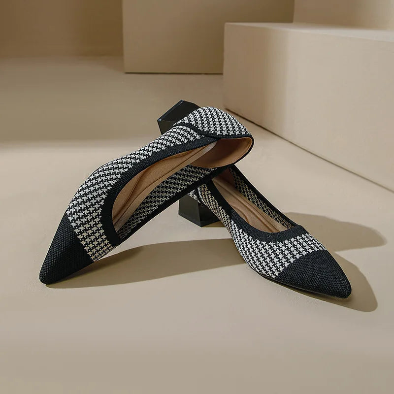 Scarpin Salto Bloco Confortável em Malha Tricô - Lais