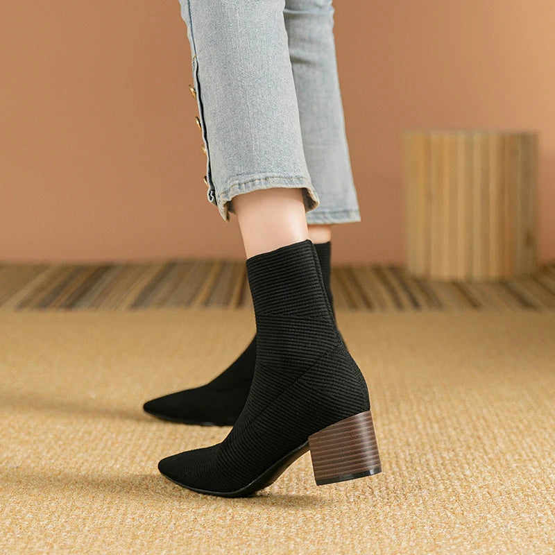 Bota Malha Tricô Confortável - Cassie