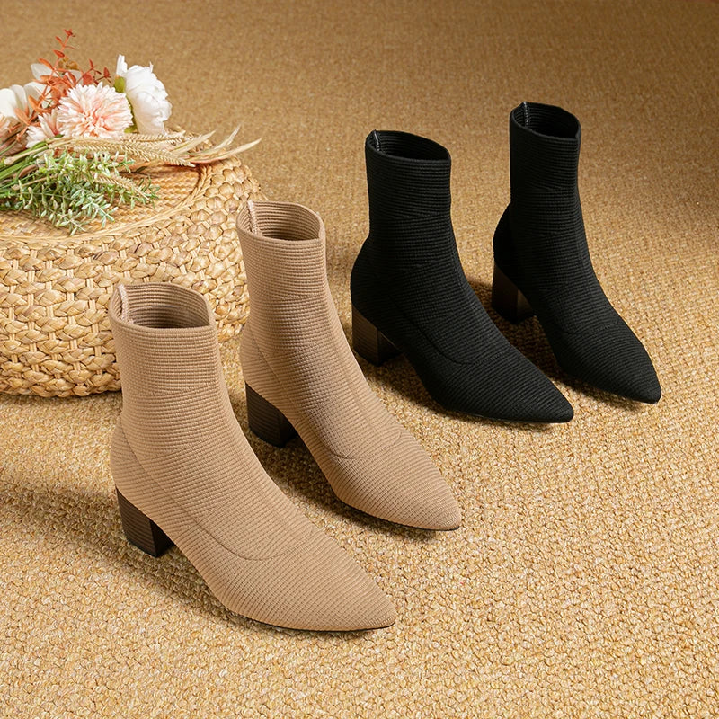 Bota Malha Tricô Confortável - Cassie