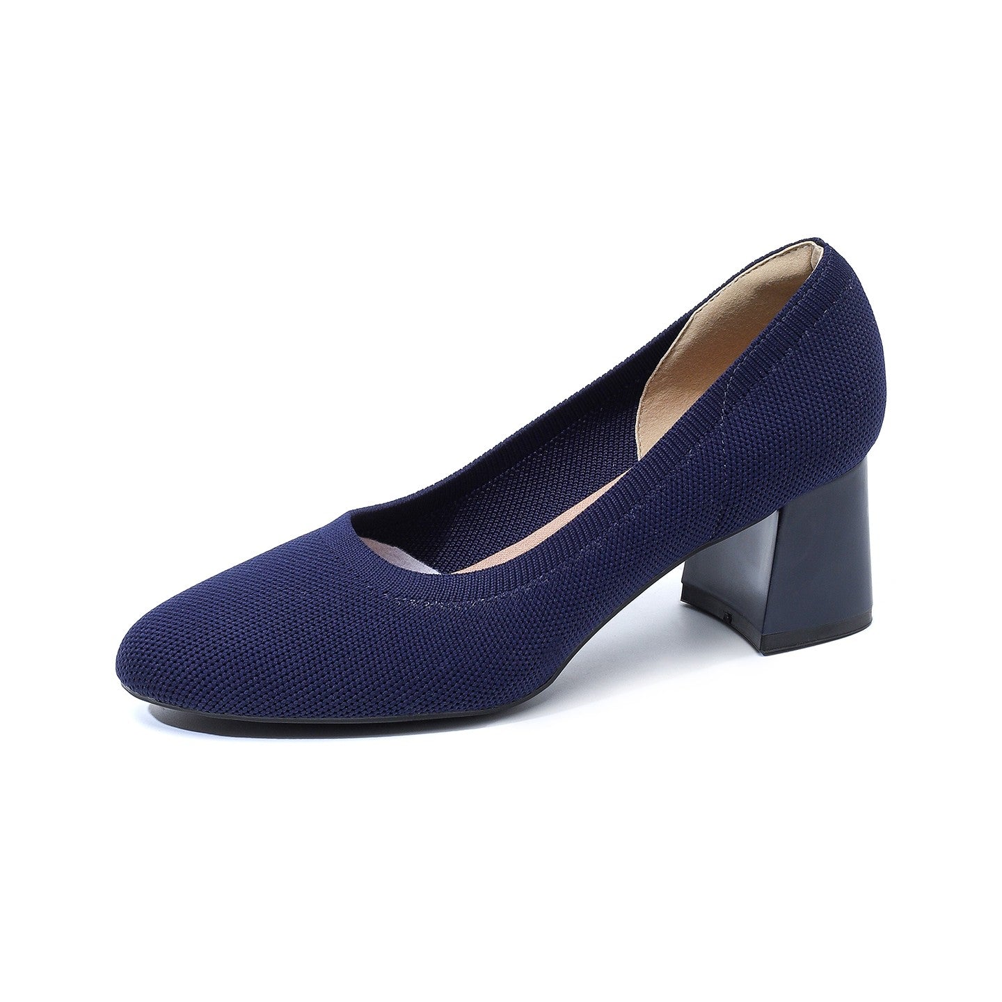 Scarpin Salto Bloco em Malha Tricô Confortável – Dominique