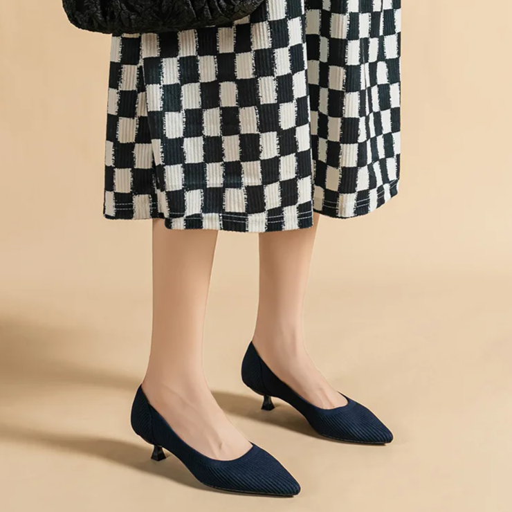 Scarpin Salto Kitten Confortável em Malha Tricô - Agnes