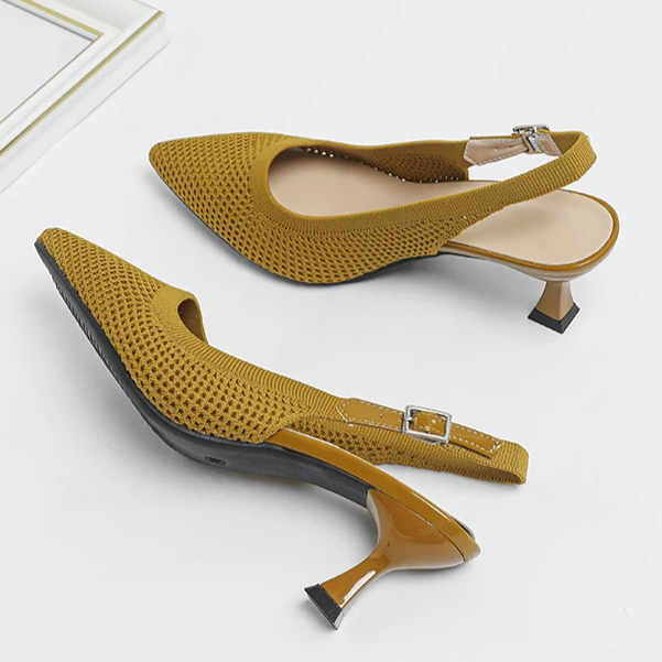 Slingback Salto Médio Malha Tricô Confortável - Zara