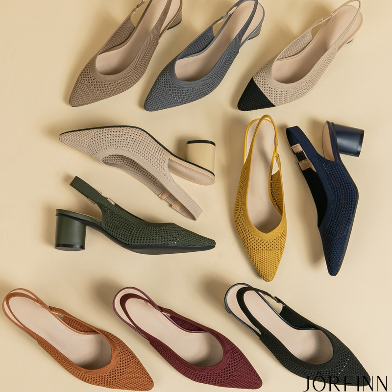 Slingback Salto Bloco Malha Tricô Confortável - Samantha