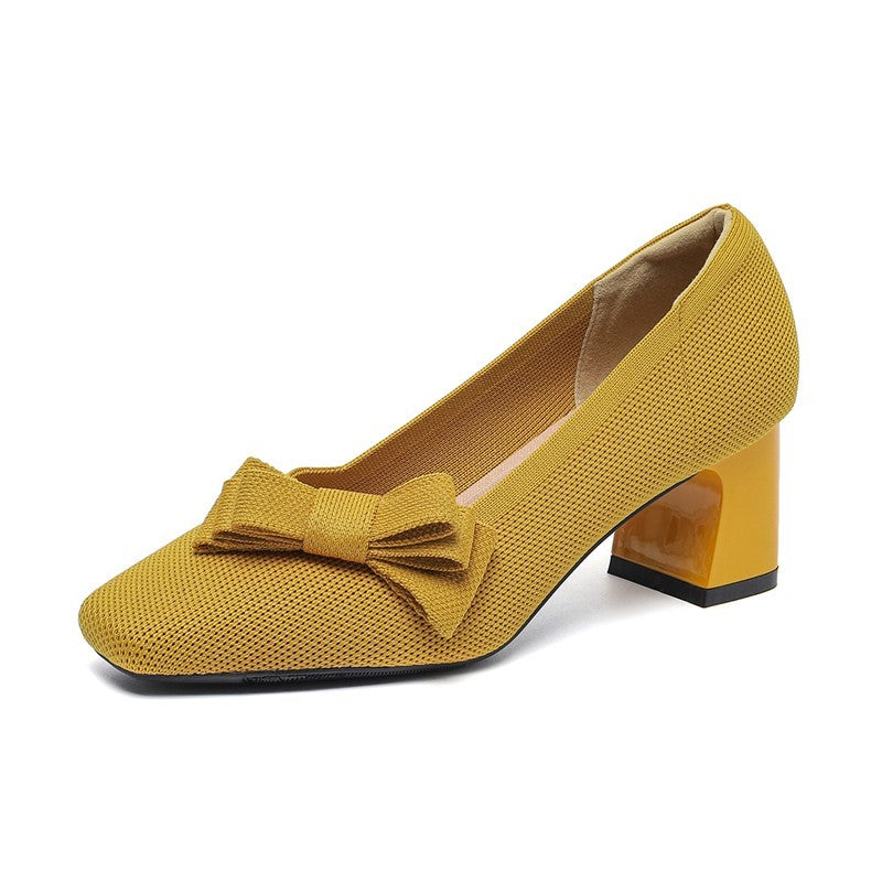 Scarpin Salto Bloco Confortável em Malha Tricô - Soren