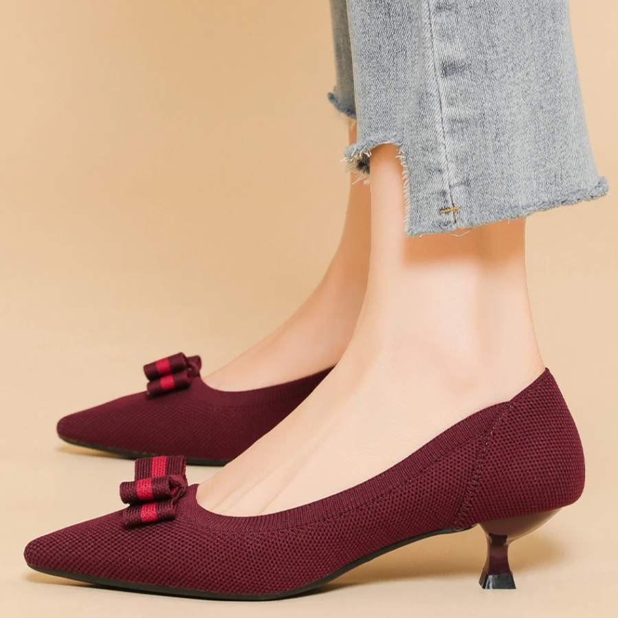 Scarpin Salto Kitten Confortável em Malha Tricô - Romana