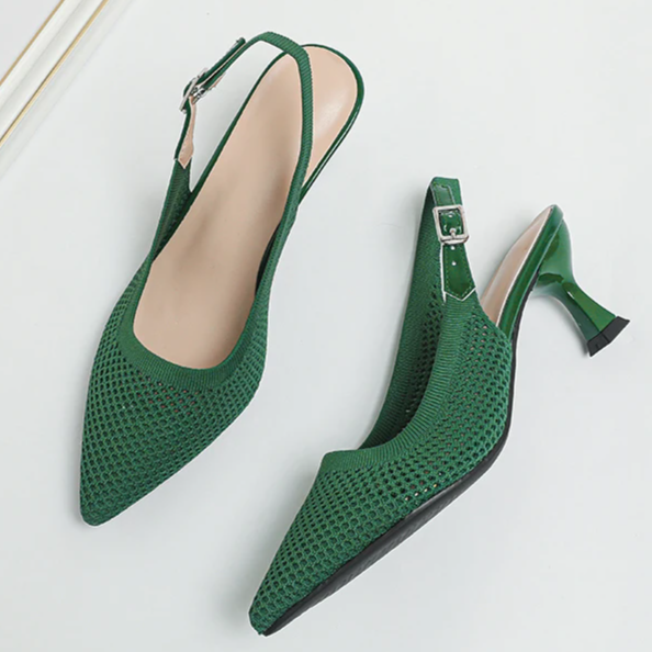 Slingback Salto Médio Malha Tricô Confortável - Zara