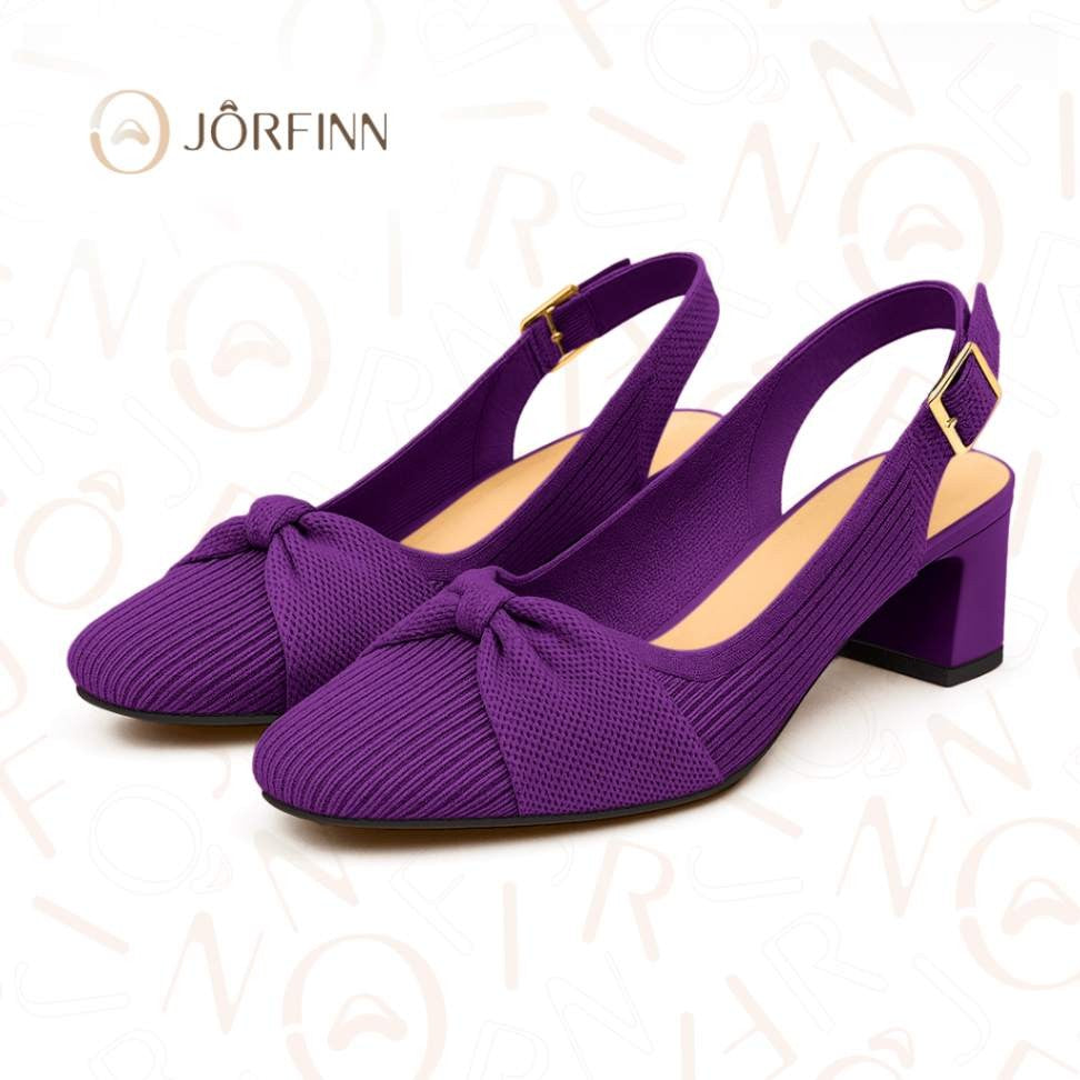 Slingback Salto Bloco Malha Tricô Confortável - Angelita
