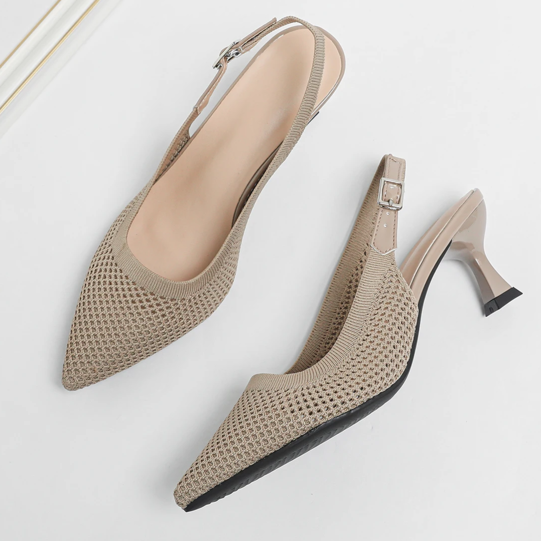 Slingback Salto Médio Malha Tricô Confortável - Zara