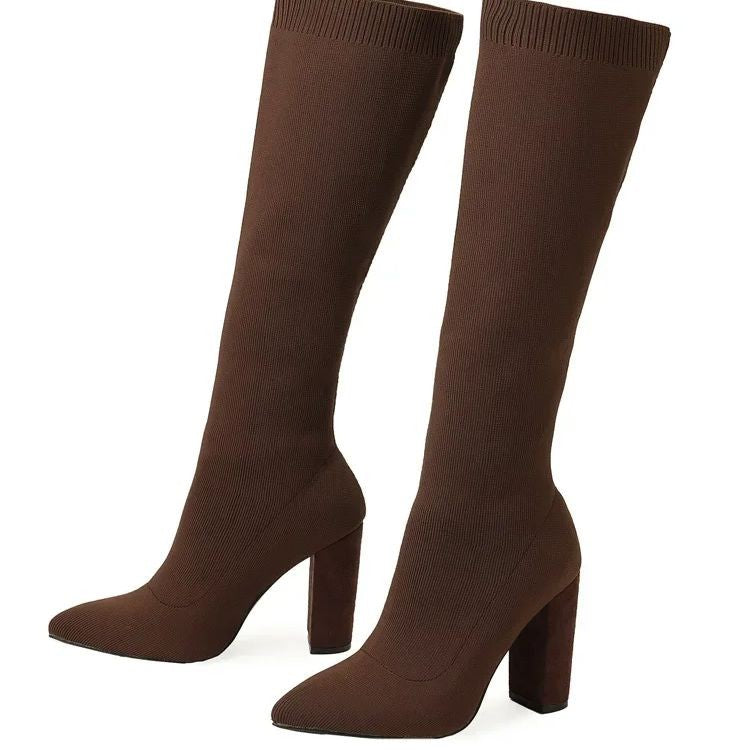 Bota de Cano Alto em Malha Tricô Confortável - Lysanne
