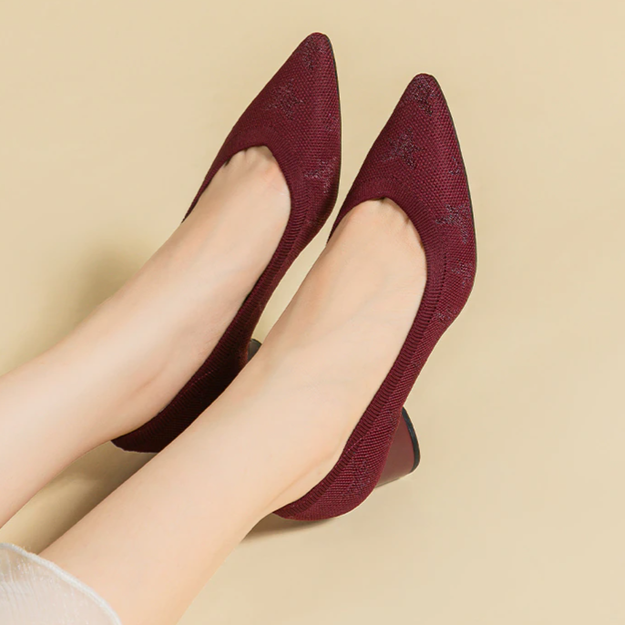 Scarpin Salto Bloco Confortável em Malha Tricô - Dieila