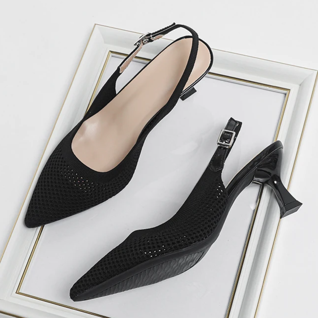 Slingback Salto Médio Malha Tricô Confortável - Zara