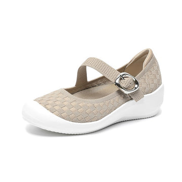 Sapato Mary Jane Salto Cunha Confortável em Malha Tricô - Lídia