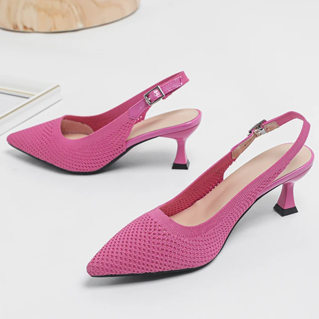 Slingback Salto Médio Malha Tricô Confortável - Zara