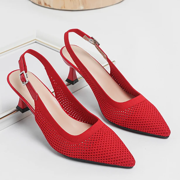 Slingback Salto Médio Malha Tricô Confortável - Zara