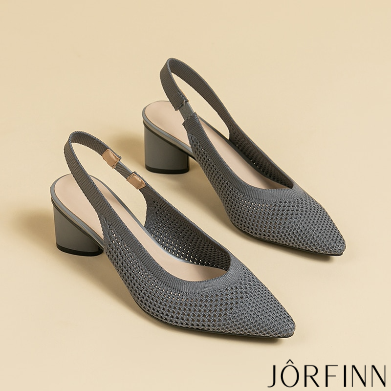 Slingback Salto Bloco Malha Tricô Confortável - Samantha