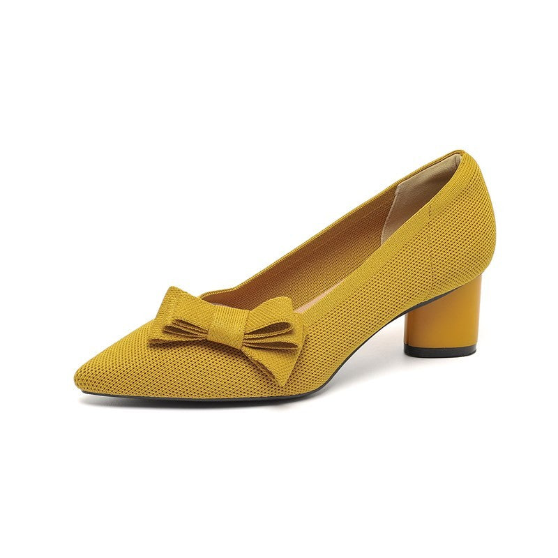 Scarpin Salto Bloco Confortável em Malha Tricô - Mabel