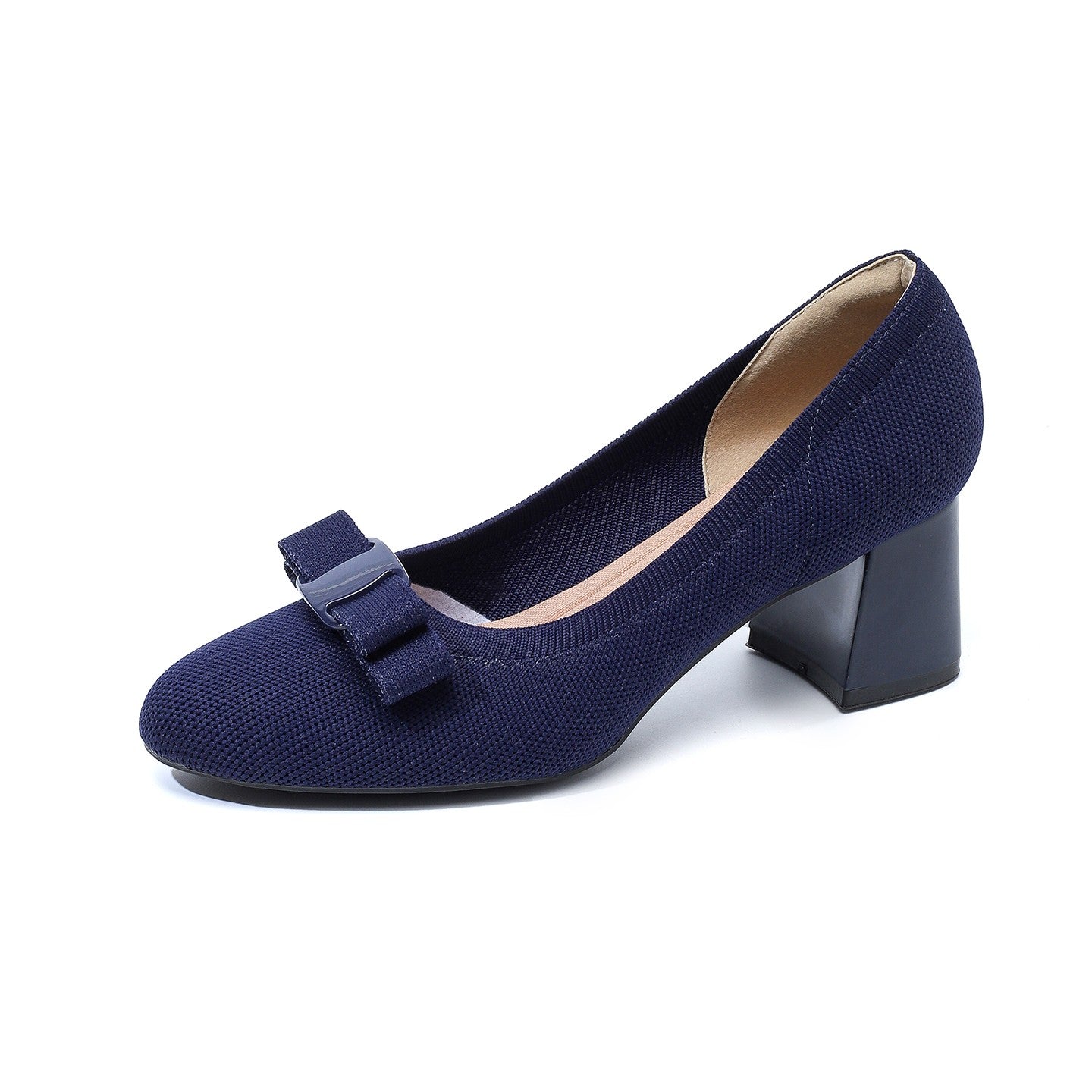 Scarpin Salto Bloco Confortável em Malha Tricô – Valerie