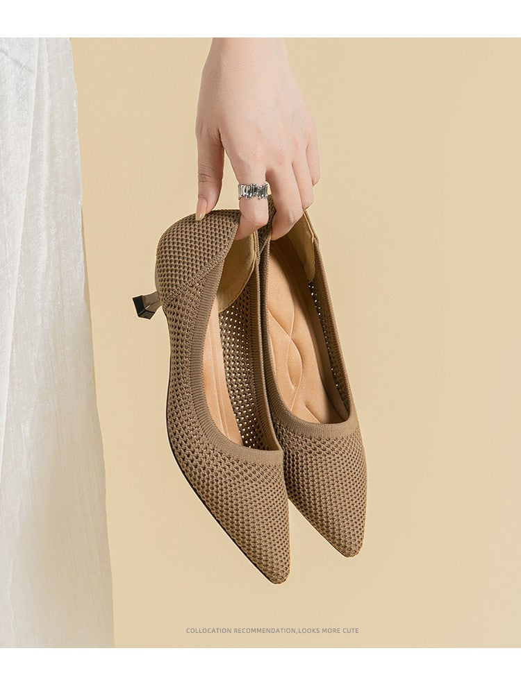 Scarpin Salto Kitten Confortável em Malha Tricô - Leandra