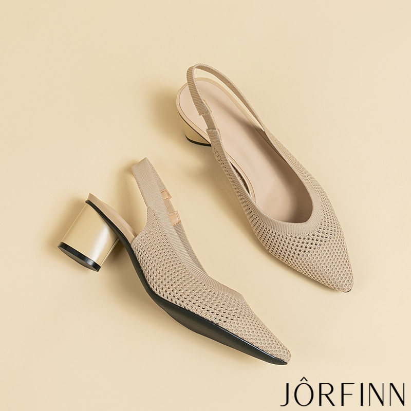 Slingback Salto Bloco Malha Tricô Confortável - Samantha