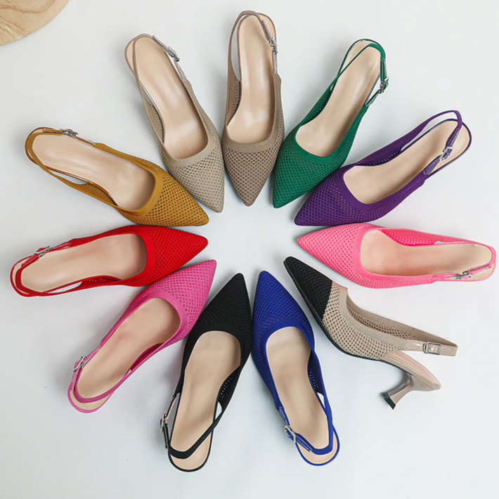 Slingback Salto Médio Malha Tricô Confortável - Zara