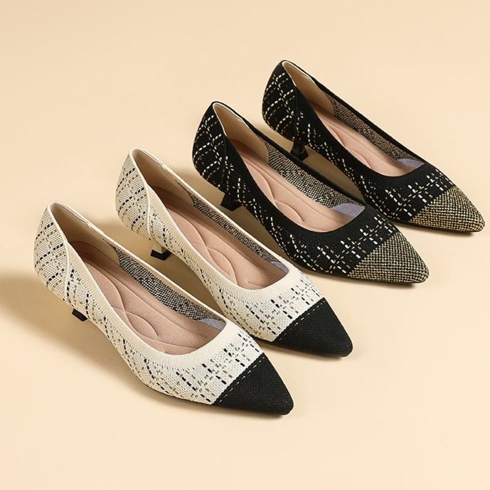 Scarpin Salto Kitten Confortável em Malha Tricô -  Aurora