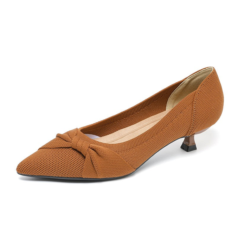 Scarpin Salto Kitten Confortável em Malha Tricô - Eloísa