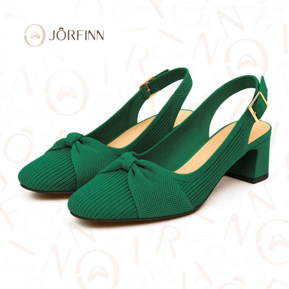 Slingback Salto Bloco Malha Tricô Confortável - Angelita