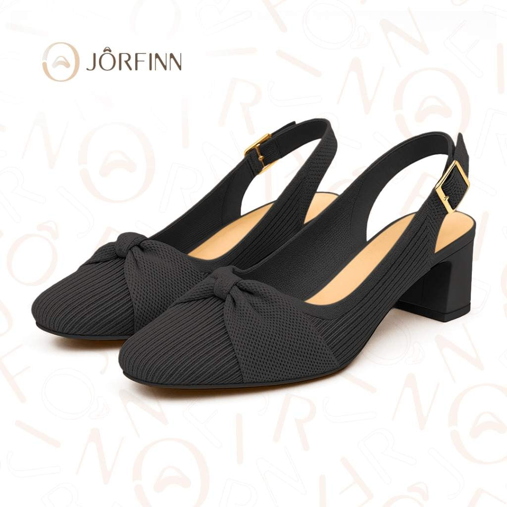 Slingback Salto Bloco Malha Tricô Confortável - Angelita