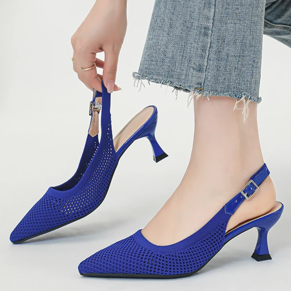 Slingback Salto Médio Malha Tricô Confortável - Zara