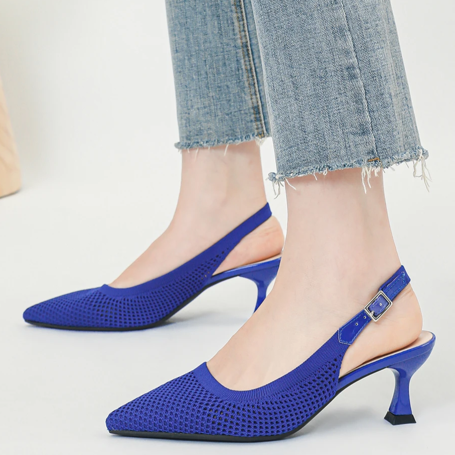 Slingback Salto Médio Malha Tricô Confortável - Zara