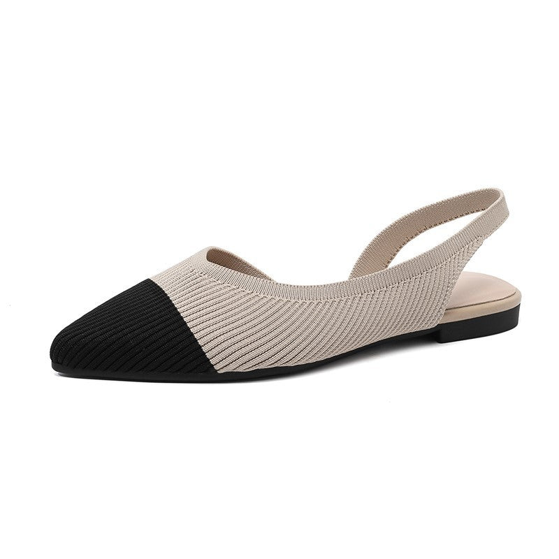 Slingback Salto Baixo Confortável em Malha Tricô  - Serena