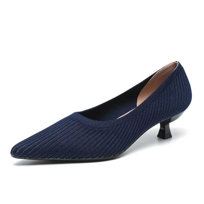 Scarpin Salto Kitten Confortável em Malha Tricô - Elara