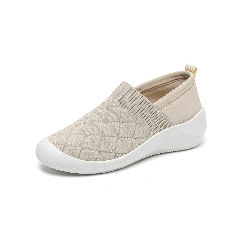 Sapato Slip-On Anabela em Malha Tricô Acolchoada - Sibel