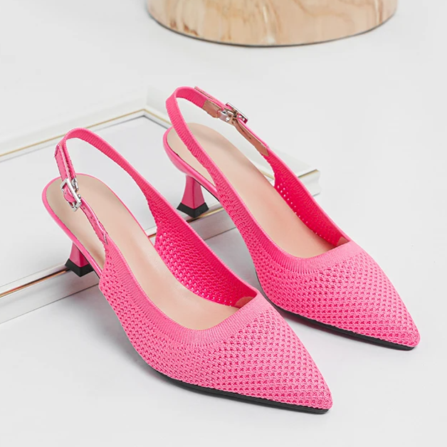 Slingback Salto Médio Malha Tricô Confortável - Zara