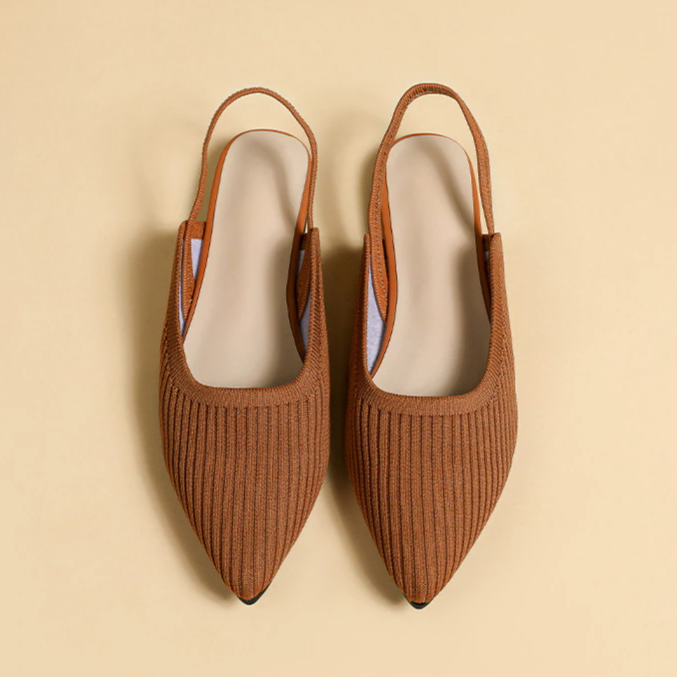Slingback Salto Baixo Malha Tricô Confortável - Lucila