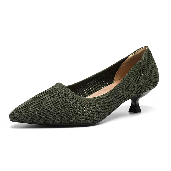 Scarpin Salto Kitten Confortável em Malha Tricô - Leandra