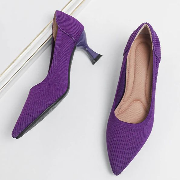 Scarpin Salto Médio Confortável em Malha Tricô - Clara
