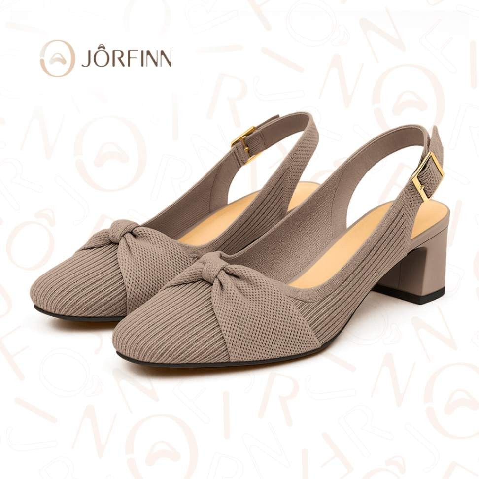 Slingback Salto Bloco Malha Tricô Confortável - Angelita