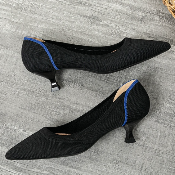 Scarpin Salto Kitten Confortável em Malha Tricô - Stella