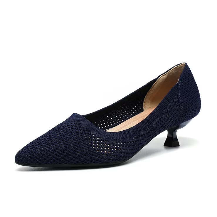 Scarpin Salto Kitten Confortável em Malha Tricô - Leandra