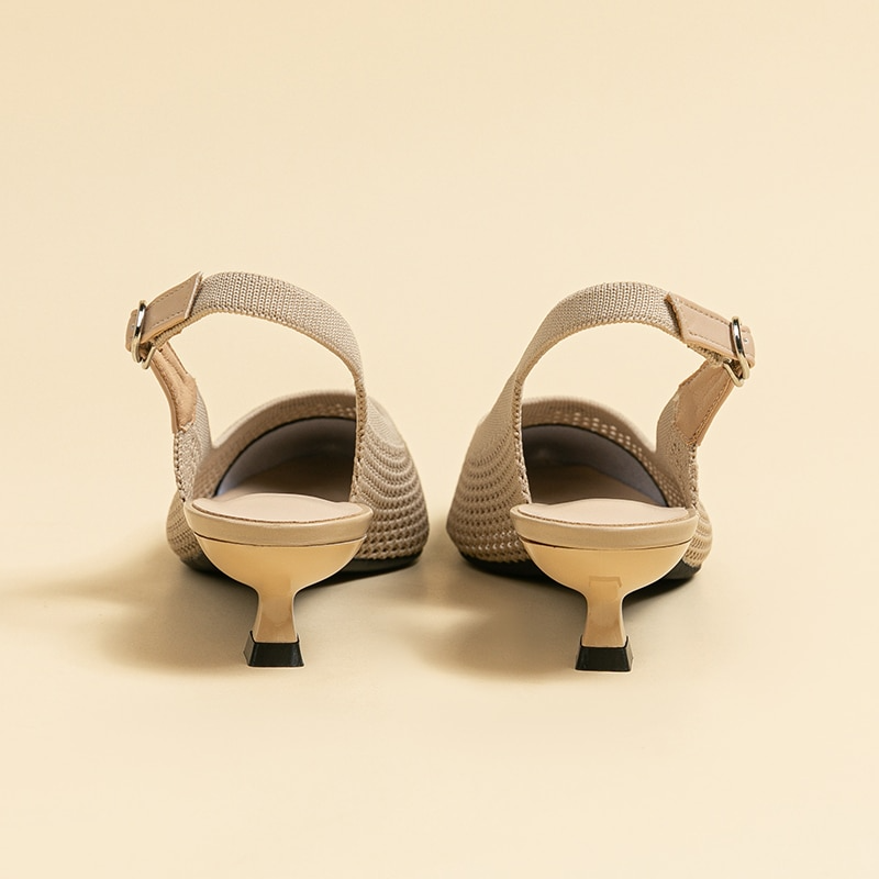 Slingback Salto Kitten Malha Tricô Confortável - Josiane