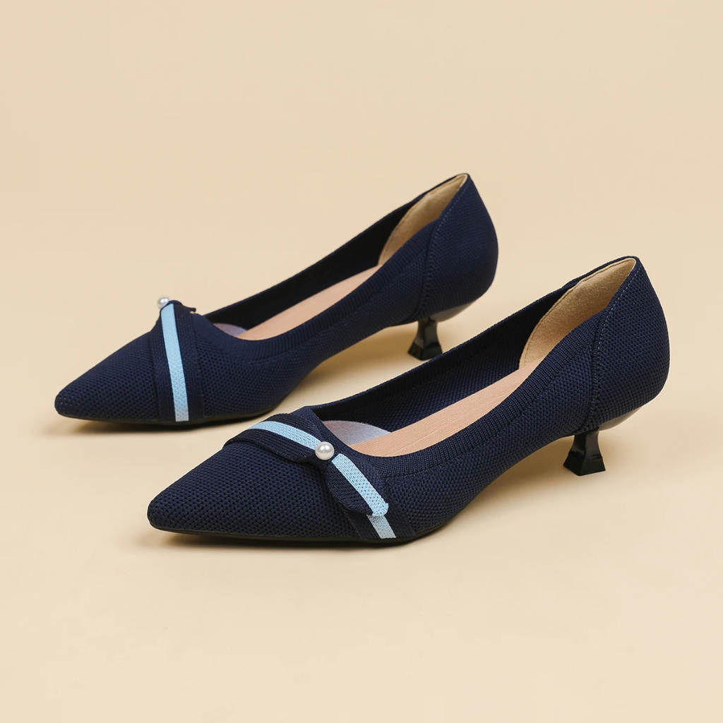 Scarpin Salto Kitten Confortável em Malha Tricô - Stace